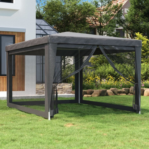 Party Tent with 4 Mesh Sidewalls Anthracite 9.8'x13.1' HDPE A949-319234