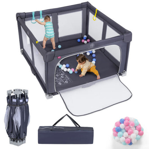 Large Baby Playpen BPA-Free Foldable Toddlers Safety Fence Play Yard-Dark Grey - Color: Dark Gray D681-UY10119DG