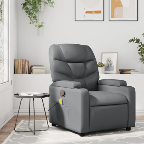  Massage Recliner Chair Grey Faux Leather A949-3206054