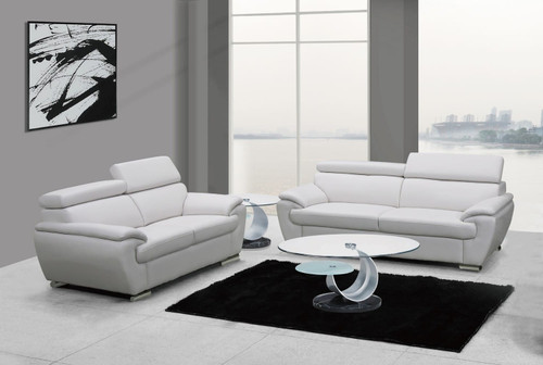 Two Piece Indoor White Genuine Leather Five Person Seating Set N270-343849