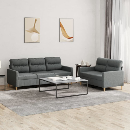  2 Piece Sofa Set with Cushions Dark Gray Fabric A949-3201601