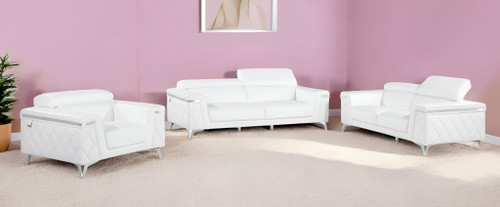 White Top Grain Leather Five Person Seating Set N270-534168