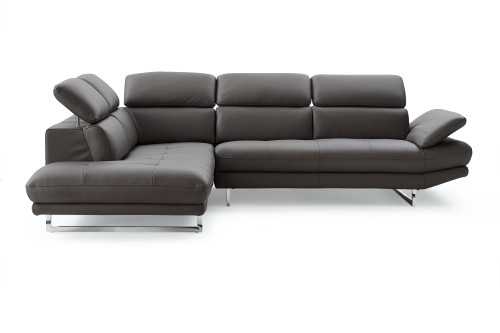 Dark Gray Genuine Leather L Shaped Two Piece Sofa and Chaise Sectional N270-372109