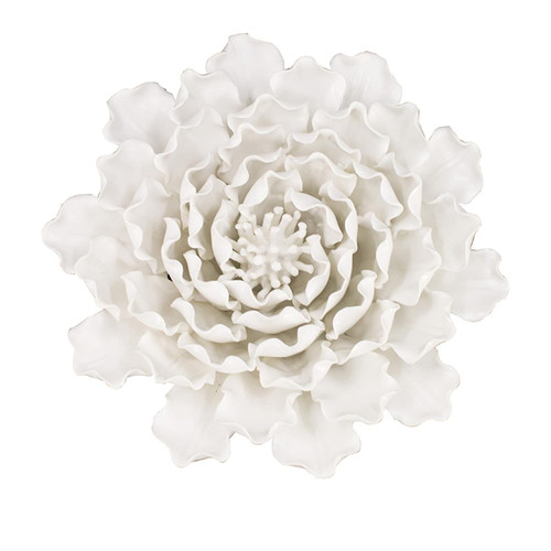 9" Off White Sculptural Flower Ceramic Wall Decor N270-401280