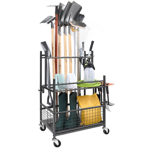 Garden Tool Organizer, 16 Slots with Hooks, Yard Tool Tower Rack with Wheels for Garage Organizatio E415-CKGJSNJJSCRSKI5SAV0