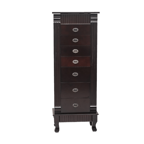 Standing Jewelry Armoire Cabinet Makeup Mirror and Top Divided Storage Organizer, Large Standing Je T575-S0671383188
