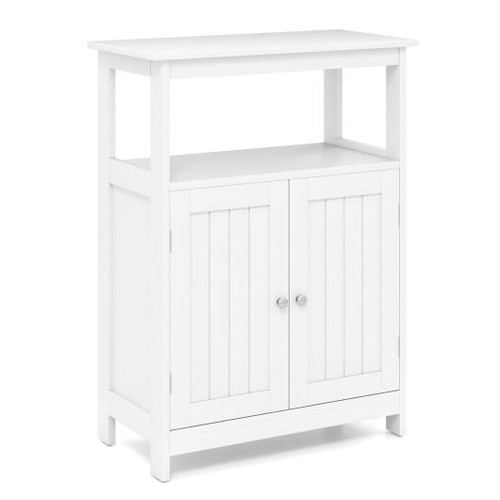 Bathroom Floor Cabinet Freestanding Storage Organizer with Open Compartment-White B593-JV12680