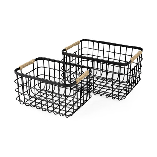 Set Of Two Black Metal Baskets N270-392166