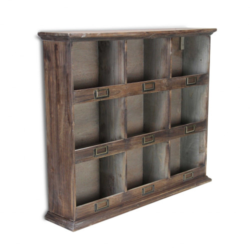 Rustic Nine Slot Wooden Open Wall Cabinet N270-399692