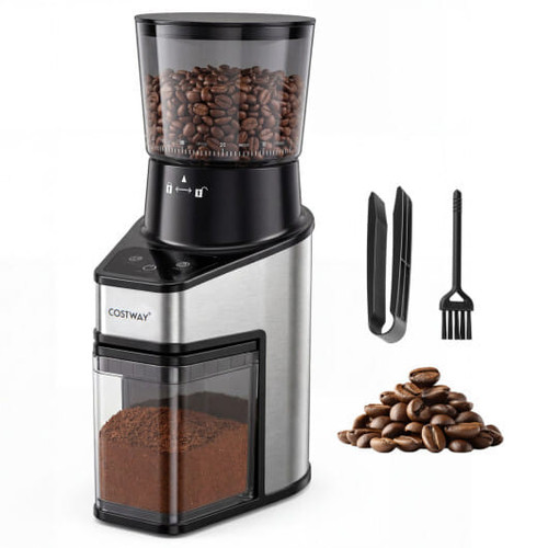 Conical Burr Coffee Grinder with 60 Precise Grinding Settings and Digital Display-Silver - Color: S D681-ES10707US-SL