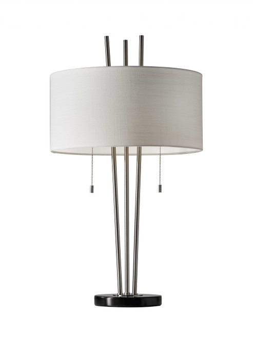 Stylish Triple Pole Brushed Steel Metal Table Lamp N270-372664