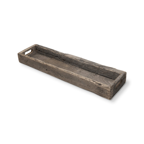 30" Brown Wood Indoor Outdoor Tray With Handles N270-376045