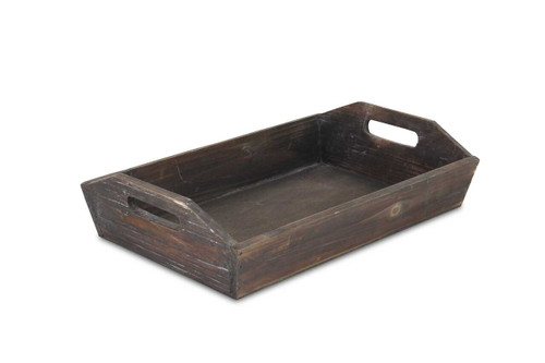 Dark Brown Finish Wood Serving Tray With Handles N270-379869