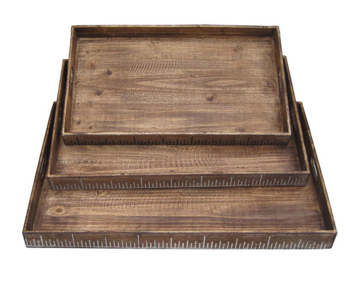 Set of Three Brown Wood Serving Tray N270-274825