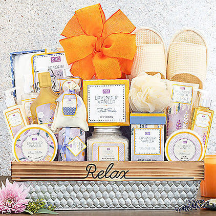 Relax: Lavender Vanilla Spa Gift Basket Z954-WC-581