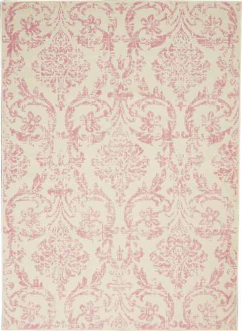4' X 6' Cream Damask Power Loom Area Rug N270-522179