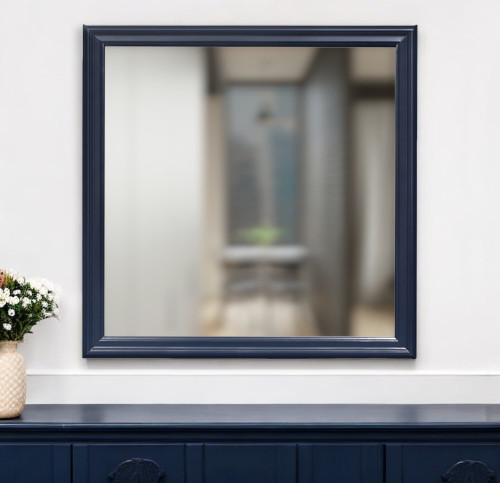 38" Blue Square Wood Framed Accent Mirror N270-482394