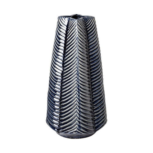 Jumbo Prussian Blue and Silver Patterned Star Vase N270-397519