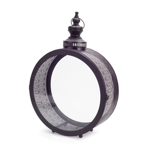 22" Black Metal Ornate Floor Lantern Candle Holder N270-516450