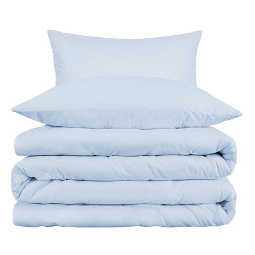 Light Blue Queen Cotton Blend 1000 Thread Count Washable Duvet Cover Set N270-528107
