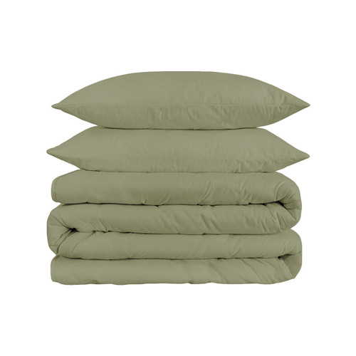 Sage Queen Cotton Blend 1200 Thread Count Washable Duvet Cover Set N270-528191