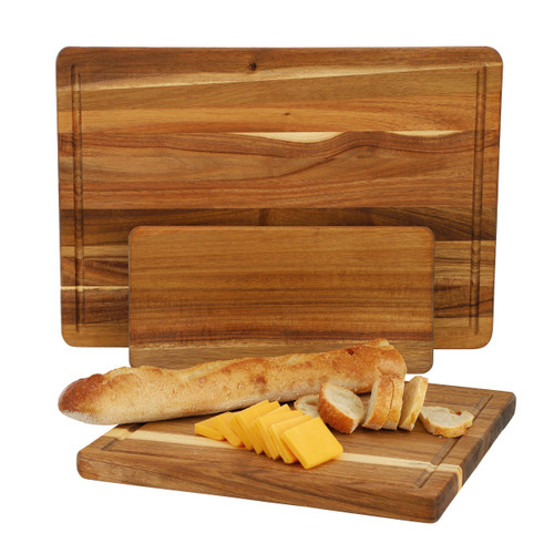 MegaChef 3 Piece Acacia Wood Cutting, Prep and Serving Boards D970-MC-A143
