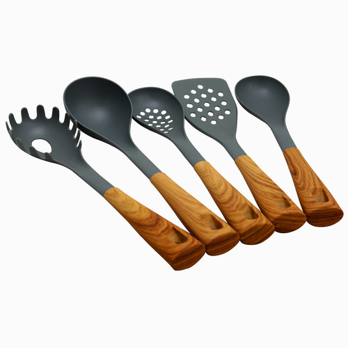 Oster Everwood Kitchen Nylon Tools Set with Wood Inspired Handles, Set of 5 D970-112066.05