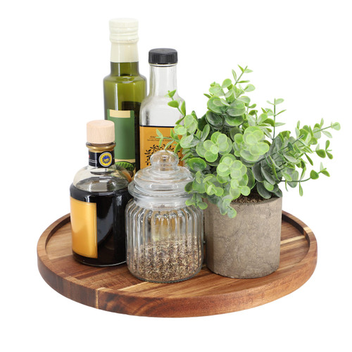 MegaChef 12 Inch Acacia Wood Lazy Susan Tray D970-MC-A110