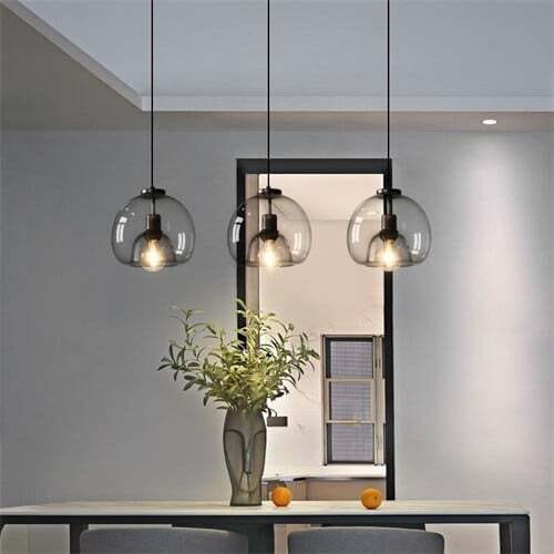 3 Heads Gray Glass Pendant Lamp A392-flig0023