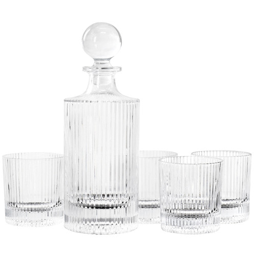 Gibson Home Acropolis 5 Piece Decanter and Double Old Fashioned Glasses Set D970-140799.05