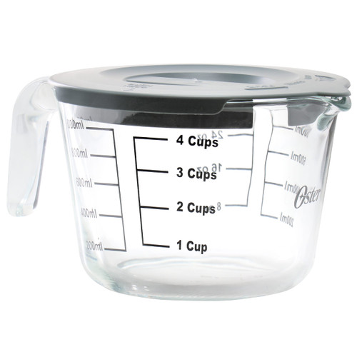 Oster Coolidge 4 Cup Clear Glass Measuring Cup with Snap on Lid D970-141107.02