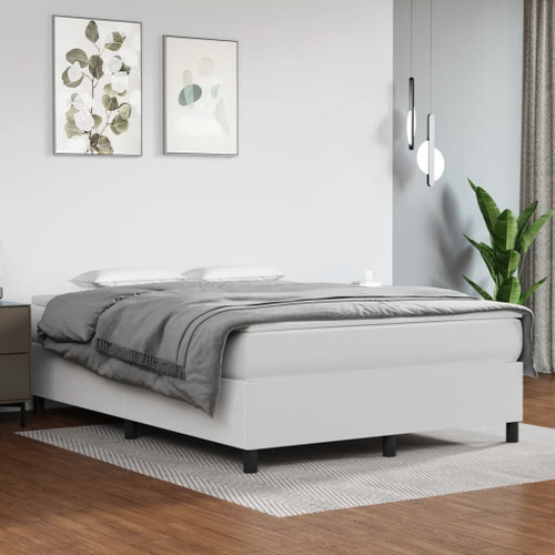  Box Spring Bed Frame White Full Faux Leather (US Only) A949-3121076
