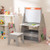 3 in 1 Kids Easel and Play Station Convertible with Chair and Storage Bins-Gray - Color: Gray D681-TP10174GR