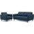 2 Pieces Upholstered Sofa Set with Removable Cushion Covers-Navy - Color: Navy D681-HV10186WL-NY+