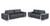 Two Piece Indoor Dark Gray Italian Leather Five Person Seating Set N270-518559