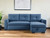 92" Blue Polyester Blend Convertible Futon Sleeper Sofa With Black Legs N270-544957