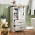 Farmhouse Bathroom Floor Cabinet Freestanding Wooden Storage Organizer-White - Color: White D681-HV10769WH