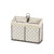 Set Of 3 Brown Linen Fabric And Line Metal Organizers N270-379863