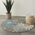 4' Blue And Gray Round Floral Power Loom Area Rug N270-385413