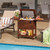 54 Quart Wooden Cooler Cart for Patio Rolling Ice Chest with Shelves-Brown B593-NP12426