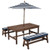 Outdoor Wooden Kids Picnic Table with Removable Umbrella and Cushions-Blue - Color: Blue D681-NP13007BL