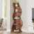 Modern Wave Shape 5 Shelf Corner Bookcase in Brown Wood Finish Q280-BRNFTGT7676