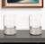 Set of Two Clear and Silver Glass Geometric Tabletop Pillar Candle Holders N270-516443