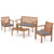4 Piece Patio Wood Furniture Set Acacia Wood Sofa Set with Loveseat-Gray - Color: Gray D681-HW72093GR