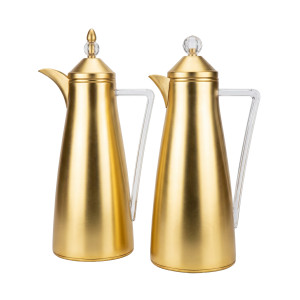 Gold Crystal‑Top Thermos Set – 2‑Piece Matching Body, Dual‑Style Lids
