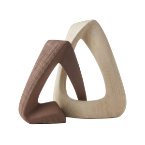 Abstract Triangular Sculpture Set – Brown & Beige Modern Decorative Art Pieces