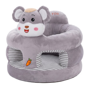 Plush Baby Support Seat – Grey Animal Design with Carrot Front