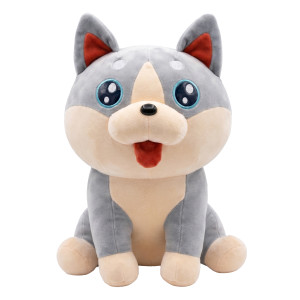 Plush Wolf Toy – Grey & Beige Soft Stuffed Animal with Blue Eyes