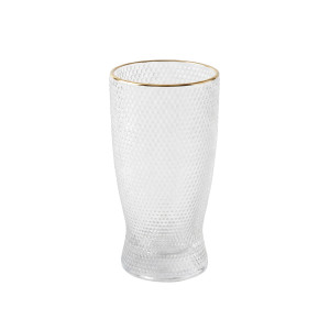 6 Honeycomb‑Textured Glass with Gold Rim – Premium Clear Drinkware