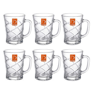 6‑Piece Clear Spiral Glass Mug Set with Handle – Premium Heat‑Resistant Drinkware